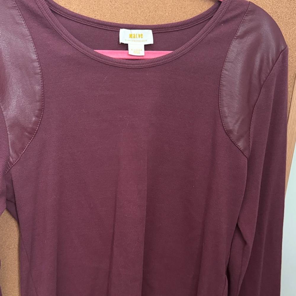Maeve by Anthropologie Faux Leather-Inset pullover